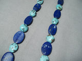 Marvelous Navajo Turquoise Lapis Sterling Silver Necklace Native American-Nativo Arts