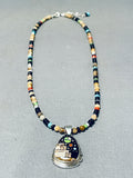 Extremely Rare Yazzie Pueblo Inlay Native American Navajo Turquoise Sterling Silver Necklace-Nativo Arts