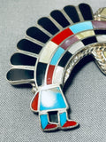 Pendant And Pin Authentic Vintage Native American Zuni Turquoise Inlay Sterling Silver-Nativo Arts