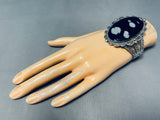 One Of The Best Vintage Native American Navajo Snowflake Obsidian Sterling Silver Bracelet-Nativo Arts