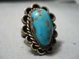 Very Rare Vintage Native American Navajo Persin Turquoise Sterling Silver Ring Old-Nativo Arts