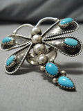 Striking Vintage Navajo Blue Gem Turquoise Sterling Silver Native American Ring-Nativo Arts