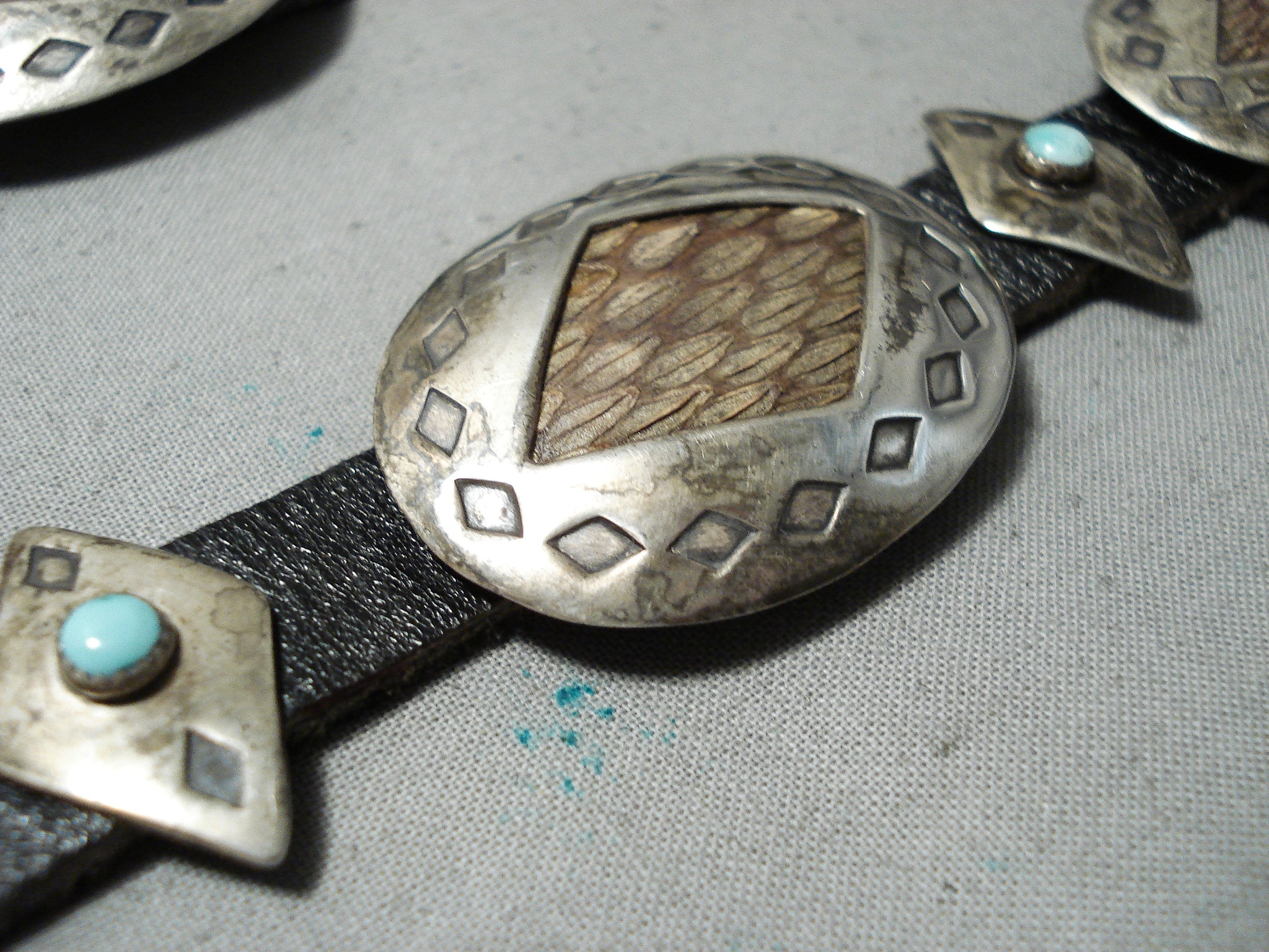 Very Rare Snakeskin Vintage Native American Navajo Turquoise  display picture 1