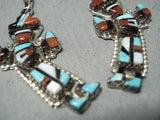 Expressive Vintage Native American Zuni Turquoise Sterling Silver Earrings Old-Nativo Arts