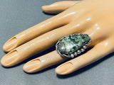 Gorgeous Vintage Native American Navajo Green Agate Sterling Silver Ring-Nativo Arts