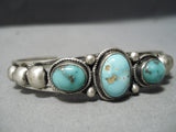 Breathtaking Vintage Native American Navajo Carico Lake Turquoise Sterling Silver Bracelet-Nativo Arts