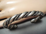 Thick Vintage Native American Navajo Sterling Silver Rope Twist Bracelet-Nativo Arts