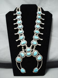 Women's Vintage Native American Navajo Turquoise Sterling Silver Squash Blossom Necklace-Nativo Arts