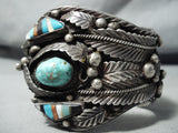 Authentic Museum Vintage Native American Navajo Turquoise Inlay Sterling Silver Bracelet-Nativo Arts