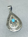 Danny Mike Vintage Native American Navajo Turquoise Sterling Silver Signed Pendant-Nativo Arts