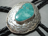 Super Intricate Vintage Native American Navajo Royston Turquoise Sterling Silver Bolo Tie-Nativo Arts