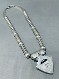 Native American Important Comanche Apache Turquoise Inlay Vintage Sterling Silver Necklace-Nativo Arts