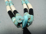 Native American Beautiful Vintage Santo Domingo Turquoise Inlay Jet Shell Necklace-Nativo Arts