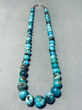 Native American Very Rare Rounded Turquoise Santo Domingo Turquoise Sterling Silver Necklace-Nativo Arts