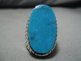 Vintage Navajo Ring Blue Diamond Turquoise Sterling Silver Native American-Nativo Arts