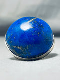 Biggest Native American Navajo J. Draper Lapis Sterling Silver Ring-Nativo Arts