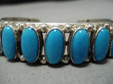 Important Vintage Native American Navajo Guild Sky Blue Turquoise Sterling Silver Bracelet Old-Nativo Arts