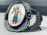 Native American Fabulous Vintage Navajo Turquoise Kachina Sterling Silver Bracelet-Nativo Arts