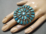 Impressive Vintage Navajo Turquoise Cluster Sterling Silver Bracelet Native American-Nativo Arts