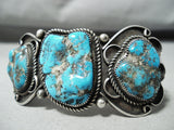 Museum Classic Vintage Native American Navajo Morenci Turquoise Sterling Silver Bracelet-Nativo Arts