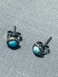 Amazing Vintage Native American Navajo Turquoise Eye Sterling Silver Earrings-Nativo Arts