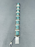 One Of The Best Vintage Native American Navajo Turquoise Inlay Link Sterling Silver Bracelet-Nativo Arts