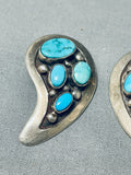 Native American Angel Wings Of Turquoise Vintage Navajo Sterling Silver Earrings-Nativo Arts