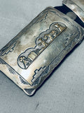 Native American Huge Detailed Vintage Gold Sterling Silver Signed Hand Tooled Concho Belt-Nativo Arts