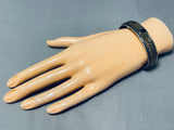 Signed Vintage Native American Navajo Black Onyx Sterling Silver Bracelet-Nativo Arts