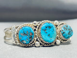 Expressive Vintage Native American Navajo Morenci Turquoise Sterling Silver Bracelet-Nativo Arts