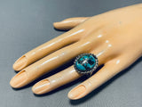Incredible Vintage Native American Navajo Pilot Mountain Turquoise Sterling Silver Ring-Nativo Arts