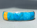 Native American Rare Santo Domingo Vintage Turquoise Inlay Sterling Silver Bracelet-Nativo Arts