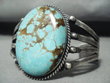 Huge Early Vintage Native American Navajo #8 Turquoise Sterling Silver Bracelet Old-Nativo Arts