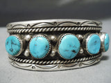 Dynamic Vintage Native American Navajo Turquoise Sterling Silver Bracelet Old-Nativo Arts
