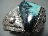 Important Detailed Vintage Native American Navajo Last Chance Turquoise Sterling Silver Bracelet-Nativo Arts