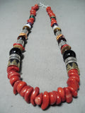 Singer Chunky Coral Native American Navajo Sterling Silver Necklace-Nativo Arts