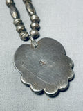 Signed Vintage Native American Navajo Blue Diamond Turquoise Sterling Silver Necklace-Nativo Arts