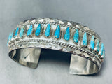 Spectacular Native American Navajo Turquoise Teardrop Sterling Silver Tommy Lowe Bracelet-Nativo Arts