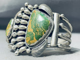 Native American Important Vintage Santo Domingo Green Turquoise Sterling Silver Bracelet-Nativo Arts