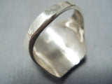 Impressive Navajo Native American Kingman Turquoise Sterling Silver Ring-Nativo Arts