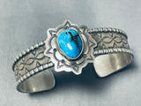 Impressive Native American Navajo Kingman Turquoise Sterling Silver Bracelet-Nativo Arts