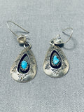 Expressive Vintage Native American Navajo Turquoise Sterling Silver Earrings-Nativo Arts