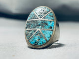 Unforgettable Vintage Native American Navajo Blue Diamond Turquoise Sterling Silver Ring-Nativo Arts