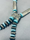 Intense Workmanship Native American Navajo Tubule Sterling Silver Turquoise Necklace-Nativo Arts