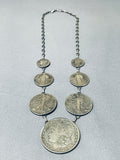 Exceptional Native American Navajo Vintage Coins Sterling Silver Necklace-Nativo Arts
