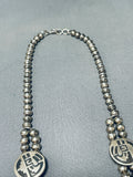 Native American One Of The Most Intricate Vintage Navajo Sterling Silver Geomtric Necklace-Nativo Arts