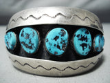 Superior Vintage Native American Navajo Sleeping Beauty Turquoise Sterling Silver Bracelet Old-Nativo Arts