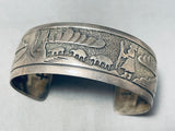 Sheep Family Vintage Native American Navajo Sterling Silver Hand Carved Bracelet-Nativo Arts