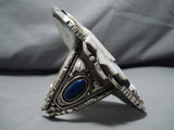 Opulent Vintage Native American Zuni Kendalll Shebola Turquoise Sterling Silver Dancer Bracelet-Nativo Arts