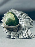 Striking San Felipe Damale Turquoise Sterling Silver Chief Ring-Nativo Arts